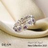 Nhẫn kết tim full 12 viên Amethyst tim 2 ly - Deam Diamond