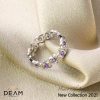 Nhẫn kết tim full 12 viên Amethyst tim 2 ly - Deam Diamond - Hình ảnh 2
