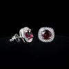 Bông tai kim cương halo vuông bo tròn gắn 2 viên Spinel đỏ - Deam Diamond