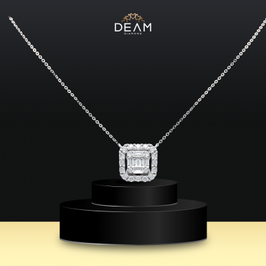 Dây chuyền vàng trắng kim cương mặt vuông – Deam Diamond