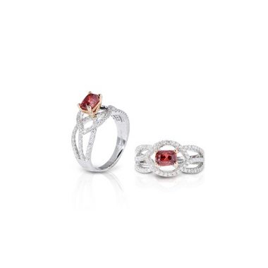 Vỏ nhẫn gắn viên chủ Spinel đỏ nâu đậm – Deam Diamond