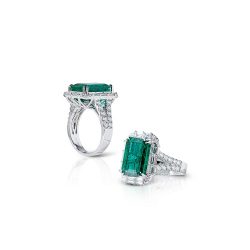 Nhẫn kim cương đính viên Emerald – Deam Diamond