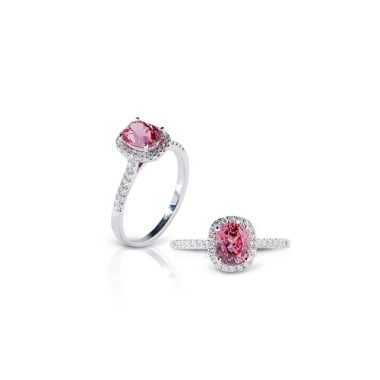 Nhẫn kim cương đính viên Spinel hồng – Deam Diamond